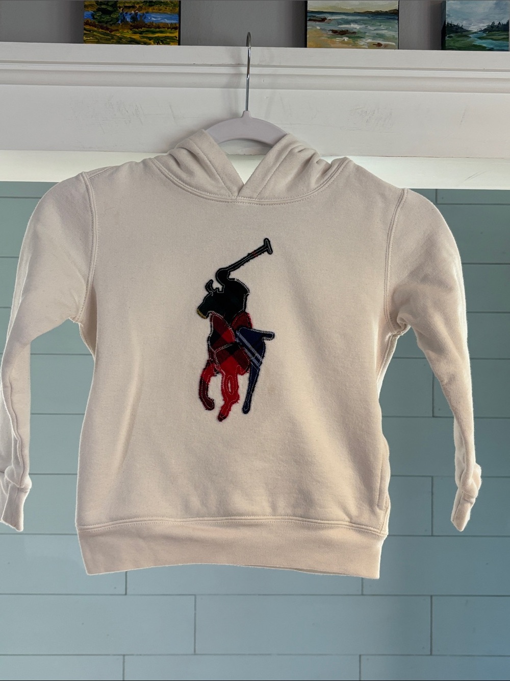 Polo by Ralph Lauren Kids Cream Hoodie with Multicolor Polo Player Patch